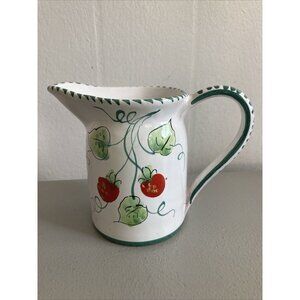 Vintage Italian Strawberry Ceramic  Pitcher Italy 5.5"